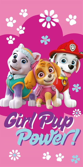 Se Badehåndklæde - 70x140 cm - Paw Patrol - Girl Pup Power - 100% Bomuld hos Shopdyner.dk